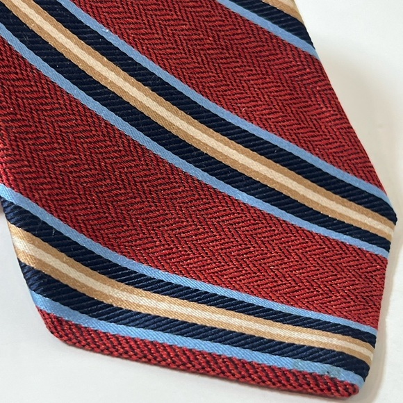 Brooks Brothers Woven in Italy Made in USA Elegant Striped Red Tie Power EUC - Picture 4 of 8